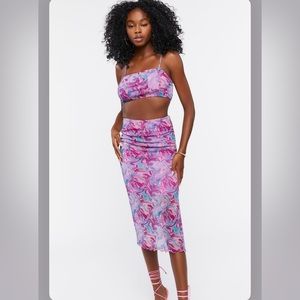 RARE Forever 21 marble cami top and midi skirt